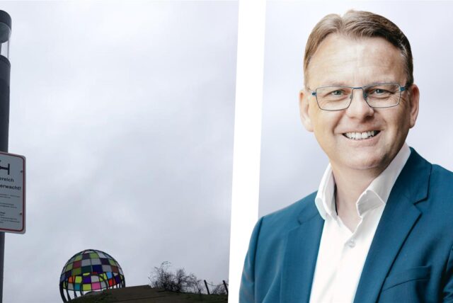 Schilder weisen auf die Videoüberwachung im Auenpark Selm hin.