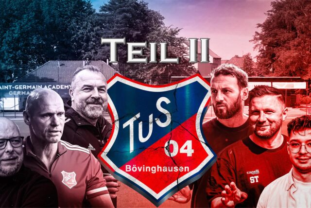Dokumentation zum TuS Bövinghausen: Oliver Ehlscheid, Thosten Legat, Ajhan Dzaferoski, Dimitrios Kalpakidis, Sebastian Tyrala und Timo Janisch (v. l.) sprechen über den Fall des TuS Bövinghausen.