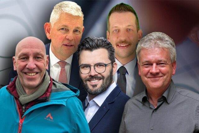 Monate: Wernes Bürgermeister-Kandidaten (v.l.): Volker Abdinghoff (parteilos), Christoph Dammermann (FDP), Lars Hübchen (SPD), Marc Sven Ueter (parteilos) und Benedikt Striepens (Grüne).