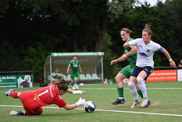 Nichts zu bestellen hatten FFC-Spielführerin Katharina Prinz und ihr Team beim Testspiel bei den Herren von GW Erkenschwick.